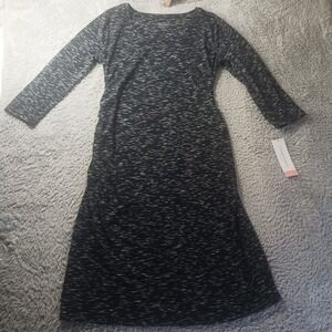Liz Lange‎ Maternity Dress M Space Dye Stretch Knit 3/4 Sleeve Casual Baby Bump